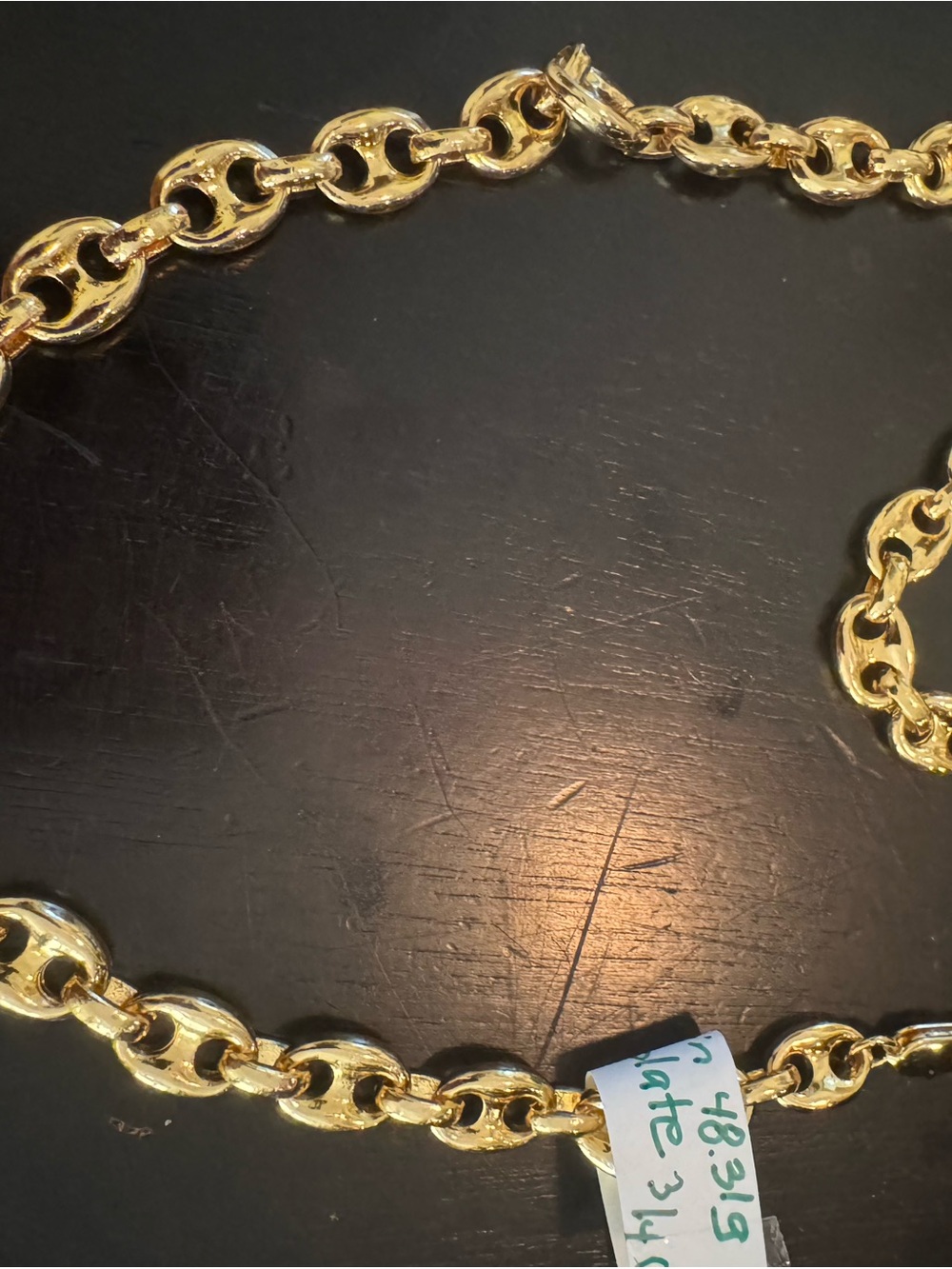 Gucci Gold-Tone Oval Link Chain Necklace 18 inch rhodium plating will not turn - Picture 4 of 7
